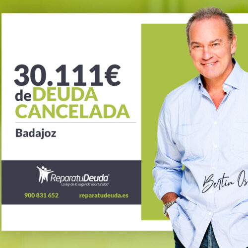Repara tu Deuda Abogados cancela 30.111 € en Badajoz (Extremadura) con la Ley de Segunda Oportunidad